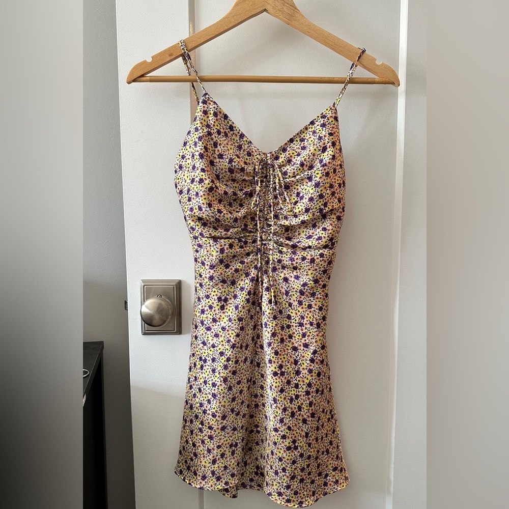 Zara Spaghetti Floral Satin Dress